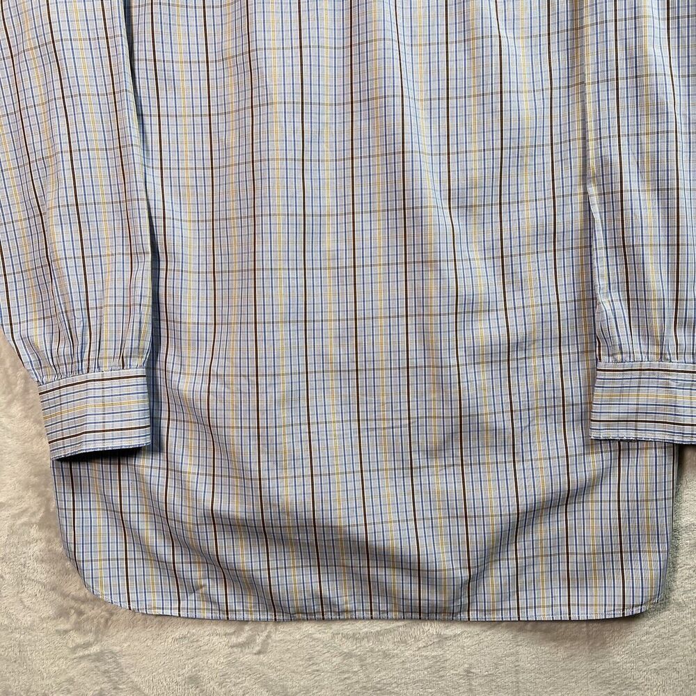 Turnbull & Asser‎ Bespoke Mens Dress Shirt XL?*READ Blue Plaid Button Down - Picture 16 of 16